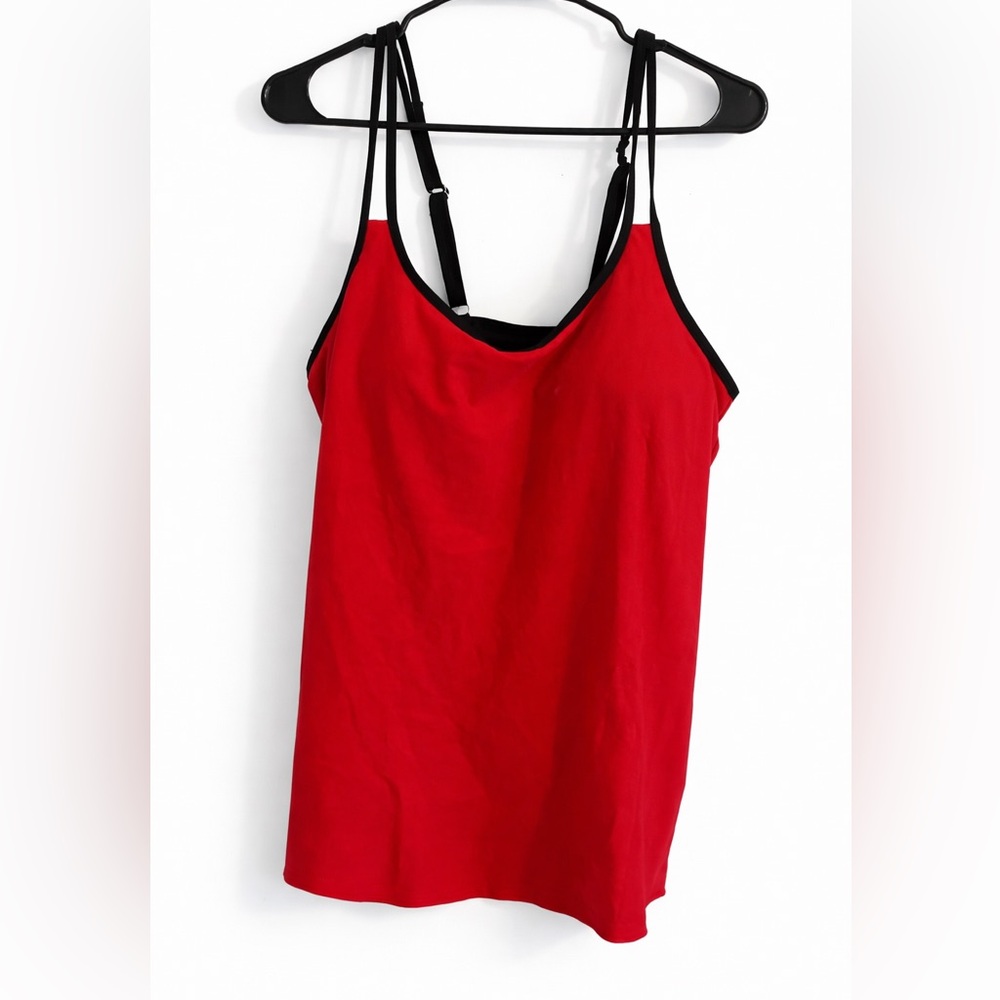 B2PRITY Red Black Tankini Top XL Strappy Swim Top